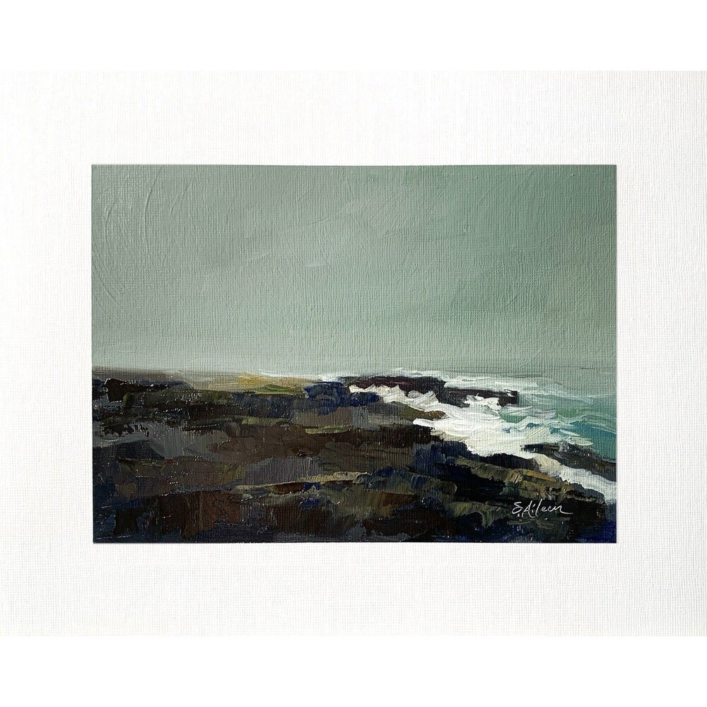 8x10 Maine Original Oil Painting Acadia Schoodic Peninsula Moody Seascape Signed